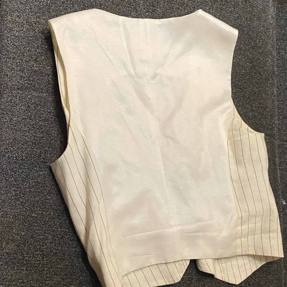 MOTF Black and White Striped Pantsuit linen size 6 US M - Picture 5 of 6